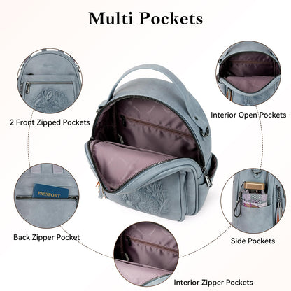 Mini Mochila Bolso para Mujeres, Mochila Pequeña de Cuero Vegano Repujado, Mochilas de Moda, Mochilas de Día, Bolso de Hombro, Pequeño, Moderno