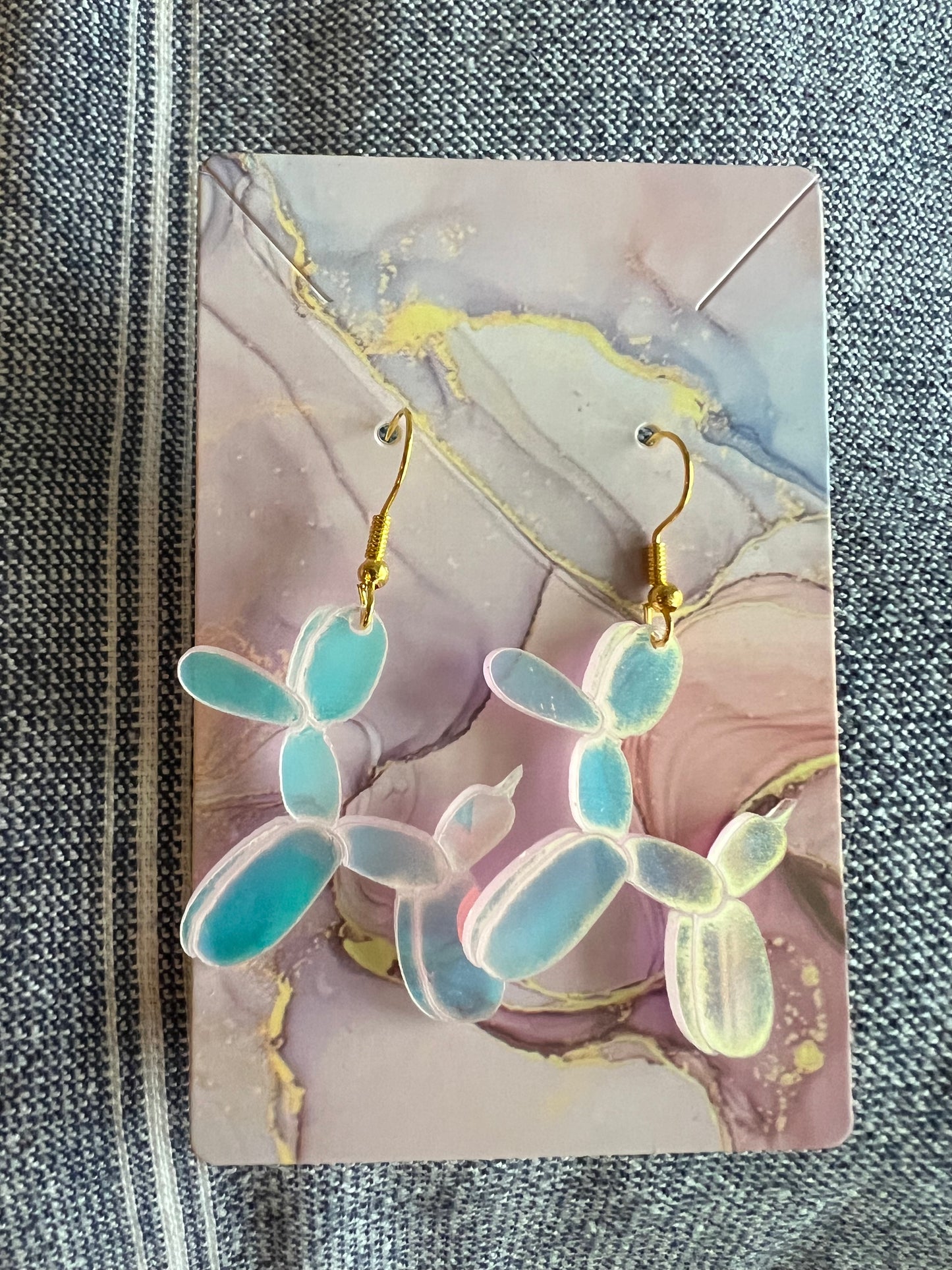 balloon dog iridescent earrings