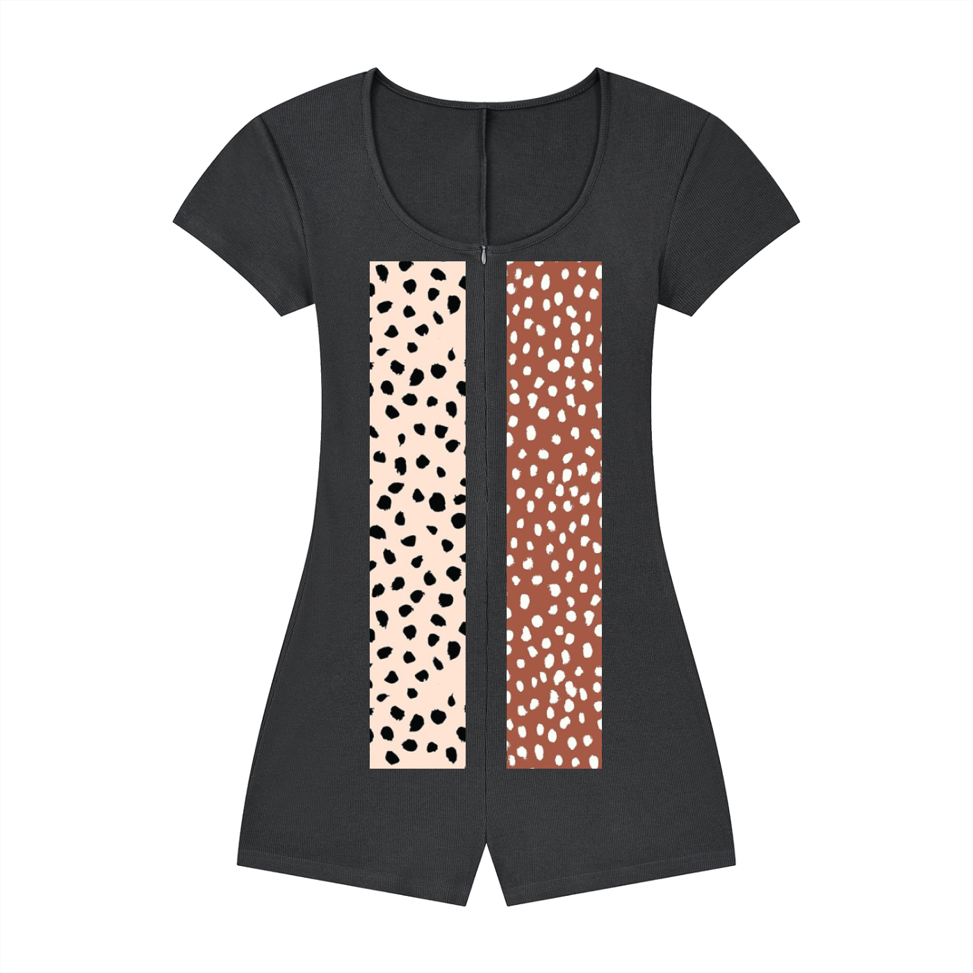 Women's Dual-Function Cape Tie-Waist Romper with Animal Dots Print