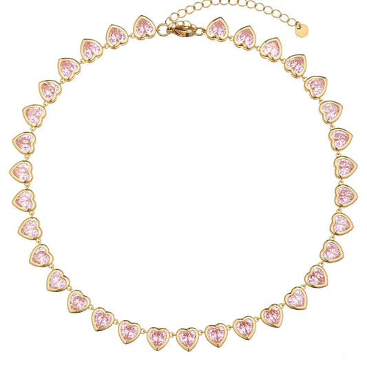 Olivia Clear Heart Cubic Zirconia Tennis Necklace