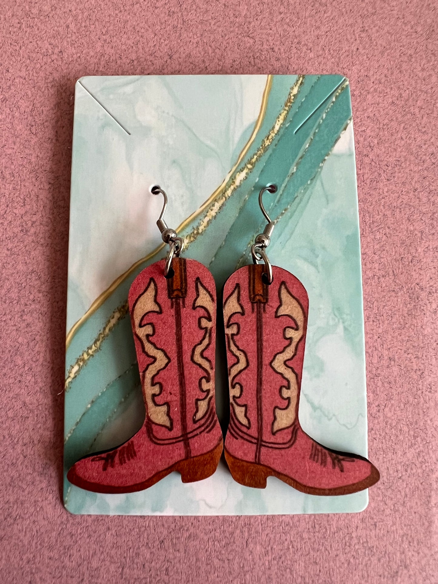 Boots-Shaped Wooden Earrings