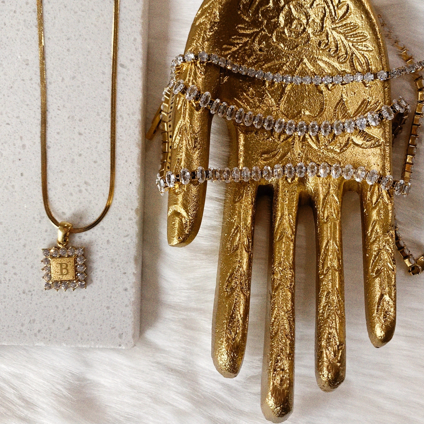 Tennis Necklace Heirloom 18K Gold Crystal Waterproof