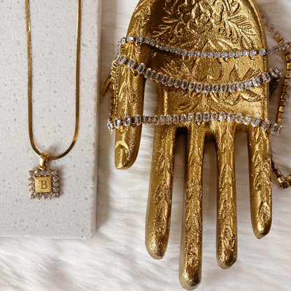 Tennis Necklace Heirloom 18K Gold Crystal Waterproof