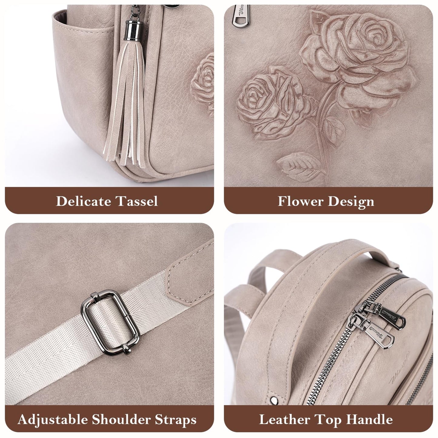 Mini Mochila Bolso para Mujeres, Mochila Pequeña de Cuero Vegano Repujado, Mochilas de Moda, Mochilas de Día, Bolso de Hombro, Pequeño, Moderno