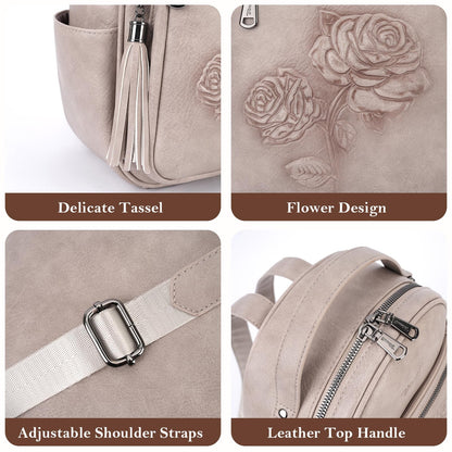 Mini Mochila Bolso para Mujeres, Mochila Pequeña de Cuero Vegano Repujado, Mochilas de Moda, Mochilas de Día, Bolso de Hombro, Pequeño, Moderno