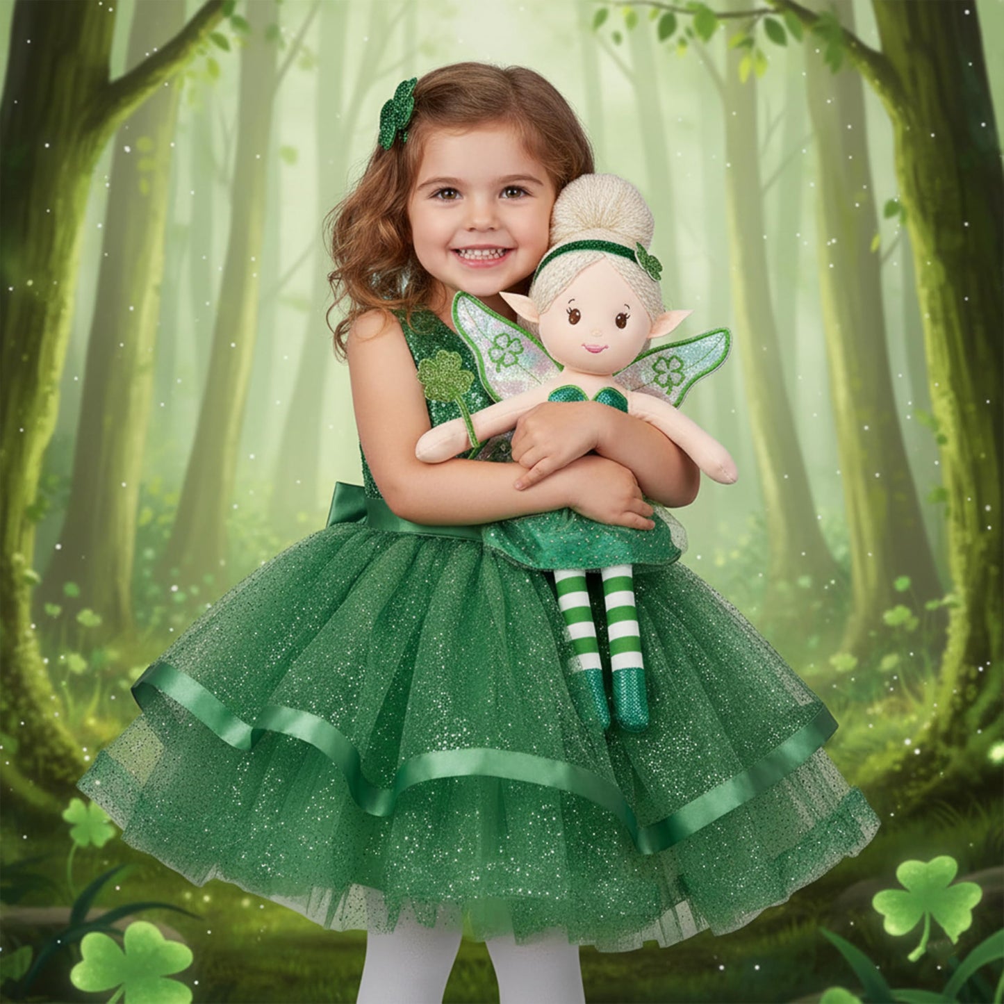 June Garden 18" Ballerina Plush Doll Rosalie - Soft Pink Hair Doll in Floral Dress & Tulle Skirt with Ballet Shoes - Gift for Girls & Toddlers