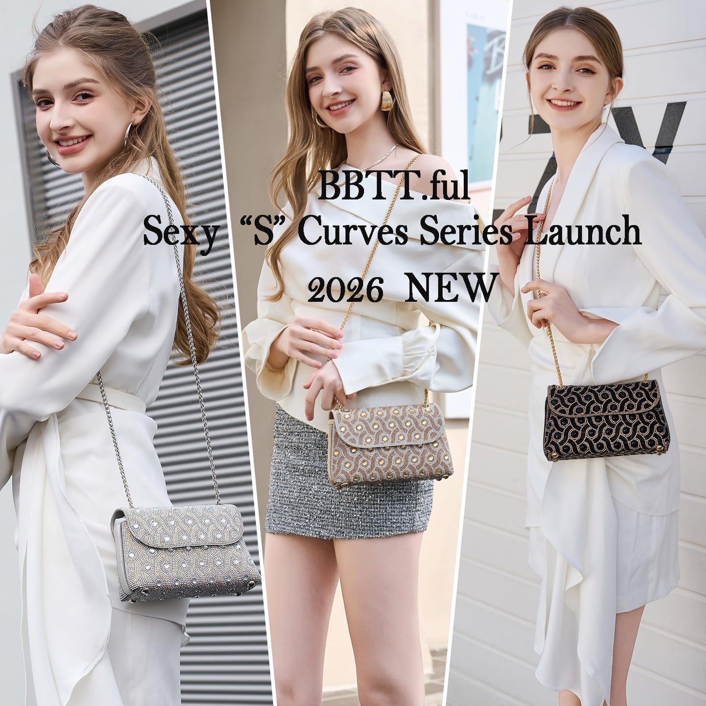 Flower Evening Handbags Chain Strap Square Shoulder Bag Crossbody Bag Crystals Rhinestone Clutch Purse