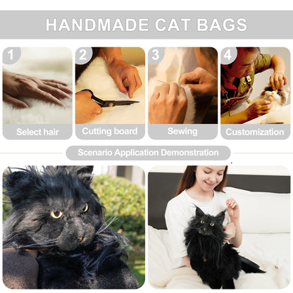 Chongker Cat Shaped Backpack - Handcrafted Stuffed Animals Plush Bag with Adjustable Shoulder, Crossbody, and Handbag Straps (MaineCoon Cat)