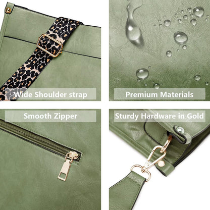Crossbody Purse with Guitar Strap Zipped Pockets Handbag Shoulder Bag Vegan Leather Crossbody Bags for Women