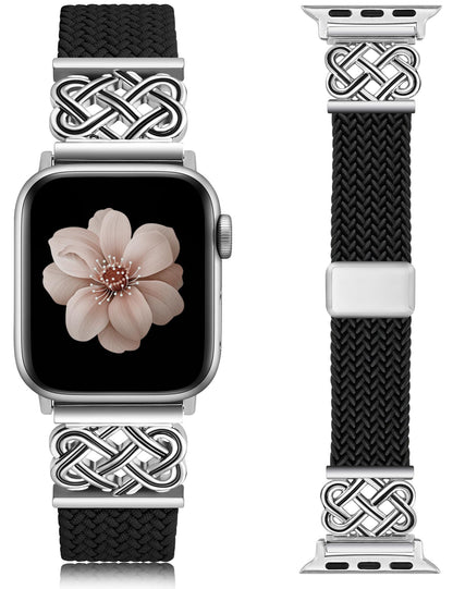 Braided Magnetic Band Compatible with Apple Watch Bands 38/40/41/42/44/45/46/49mm Dressy Celtic Metal Stretchy Elastic Strap for Watch Series 11 10 9 8 7 6 5 4 SE/Ultra 3 2 1