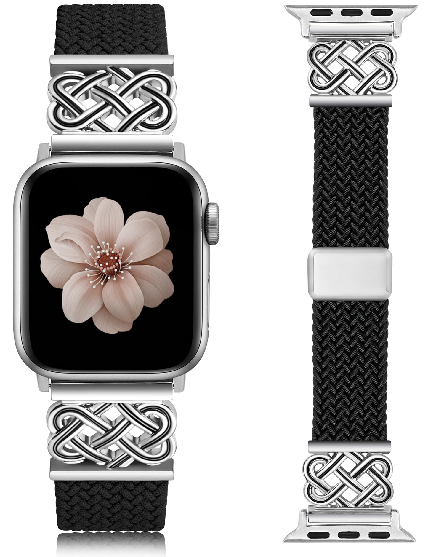 Braided Magnetic Band Compatible with Apple Watch Bands 38/40/41/42/44/45/46/49mm Dressy Celtic Metal Stretchy Elastic Strap for Watch Series 11 10 9 8 7 6 5 4 SE/Ultra 3 2 1