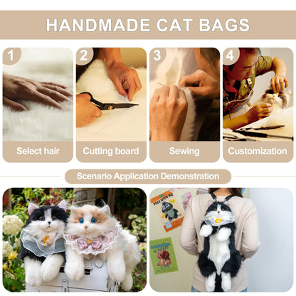 Chongker Cat Shaped Backpack - Handcrafted Stuffed Animals Plush Bag with Adjustable Shoulder, Crossbody, and Handbag Straps (MaineCoon Cat)