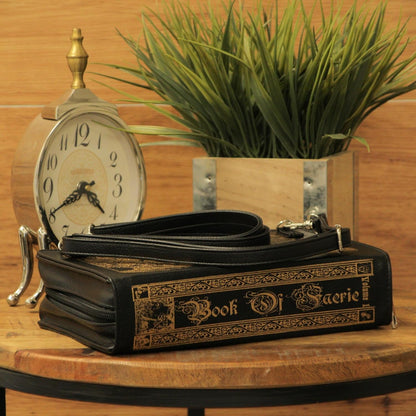 Beauty and the Beast Book Handbag Black Vinyl Novelty Clutch Purse Crossbody Bag