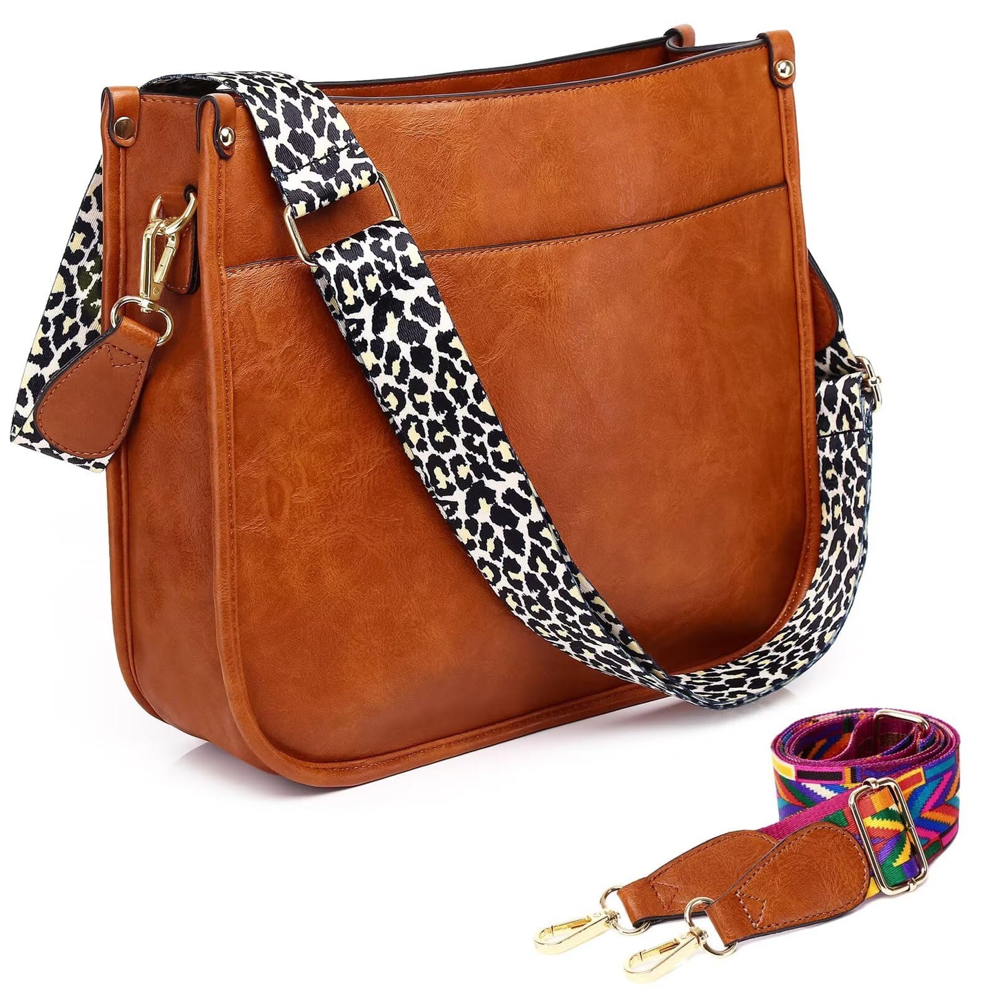 Crossbody Purse with Guitar Strap Zipped Pockets Handbag Shoulder Bag Vegan Leather Crossbody Bags for Women