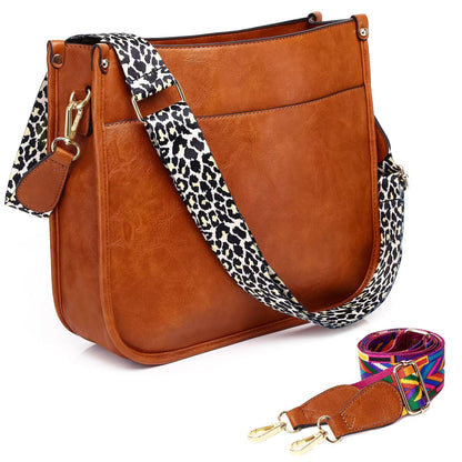 Crossbody Purse with Guitar Strap Zipped Pockets Handbag Shoulder Bag Vegan Leather Crossbody Bags for Women