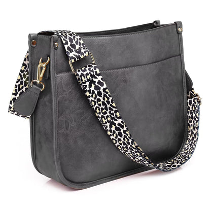 Crossbody Purse with Guitar Strap Zipped Pockets Handbag Shoulder Bag Vegan Leather Crossbody Bags for Women