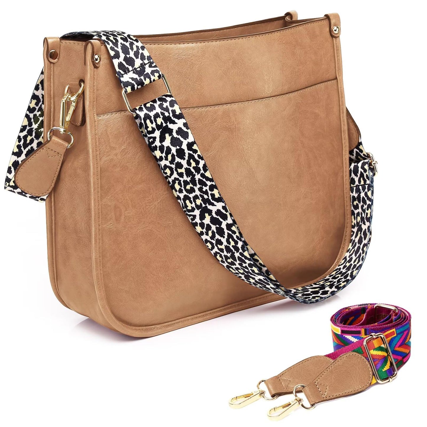Crossbody Purse with Guitar Strap Zipped Pockets Handbag Shoulder Bag Vegan Leather Crossbody Bags for Women