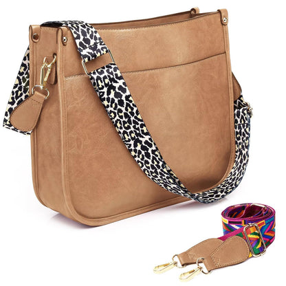 Crossbody Purse with Guitar Strap Zipped Pockets Handbag Shoulder Bag Vegan Leather Crossbody Bags for Women