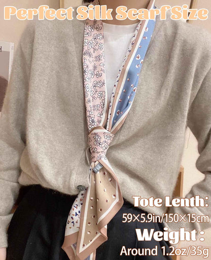 Mitzah Head Scarf  Mulberry Silk Imitation Women's 59" Fashion Neck Satin Scarfs for Bag 59 * 5.9”