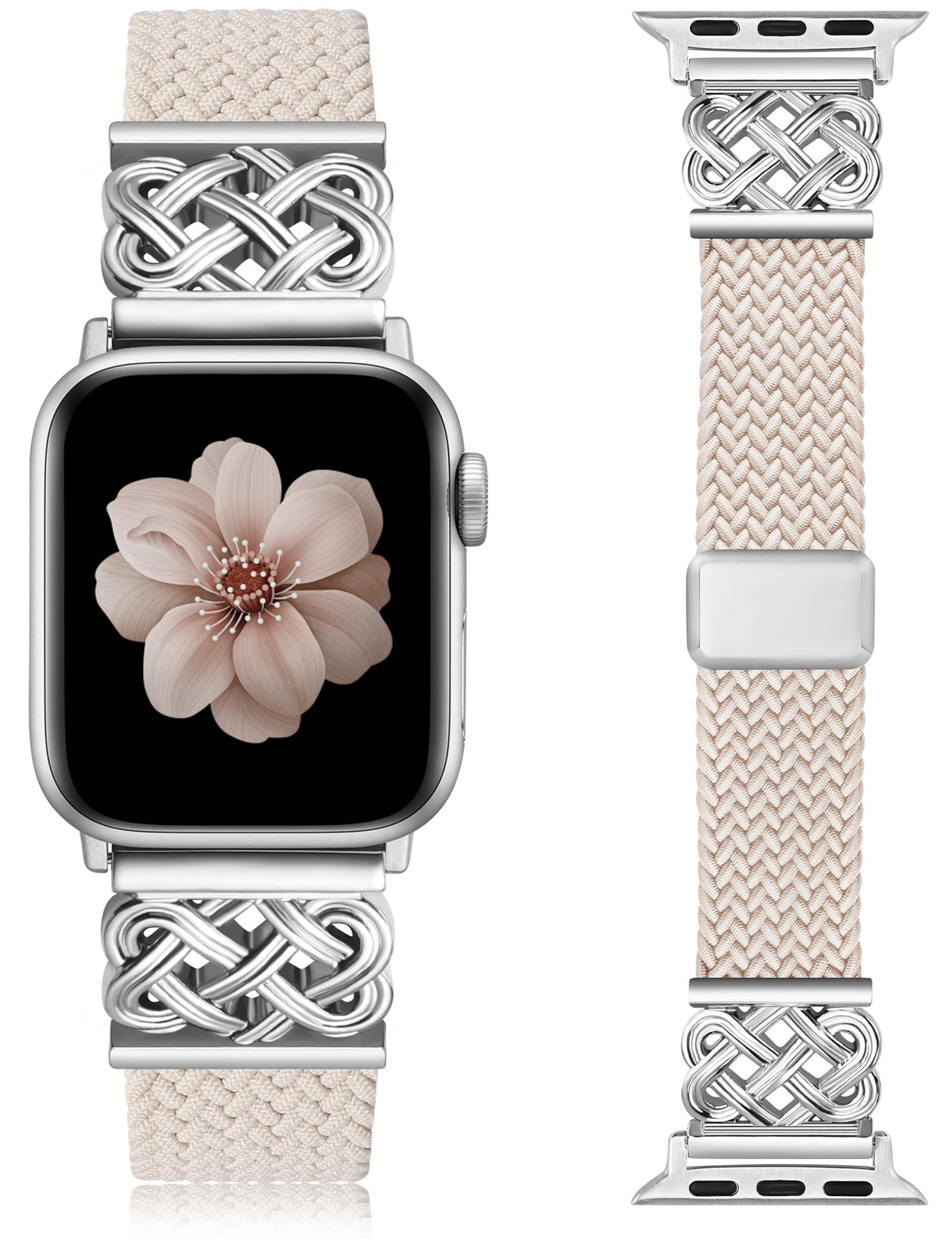 Braided Magnetic Band Compatible with Apple Watch Bands 38/40/41/42/44/45/46/49mm Dressy Celtic Metal Stretchy Elastic Strap for Watch Series 11 10 9 8 7 6 5 4 SE/Ultra 3 2 1