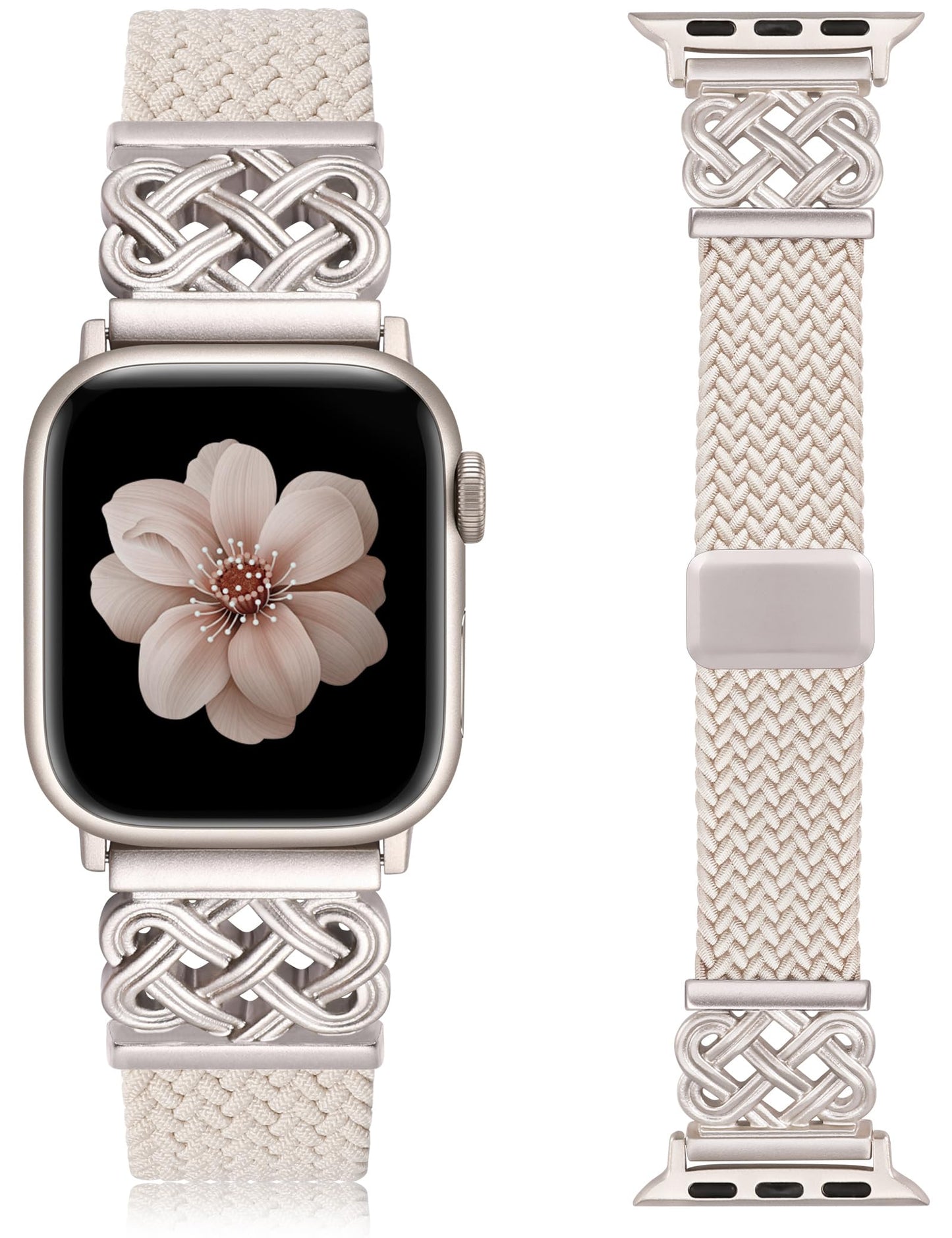 Braided Magnetic Band Compatible with Apple Watch Bands 38/40/41/42/44/45/46/49mm Dressy Celtic Metal Stretchy Elastic Strap for Watch Series 11 10 9 8 7 6 5 4 SE/Ultra 3 2 1