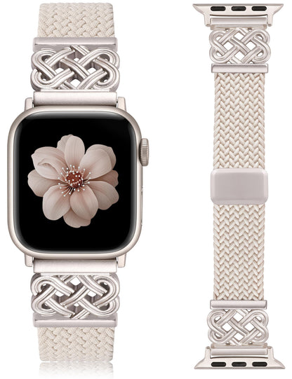 Braided Magnetic Band Compatible with Apple Watch Bands 38/40/41/42/44/45/46/49mm Dressy Celtic Metal Stretchy Elastic Strap for Watch Series 11 10 9 8 7 6 5 4 SE/Ultra 3 2 1
