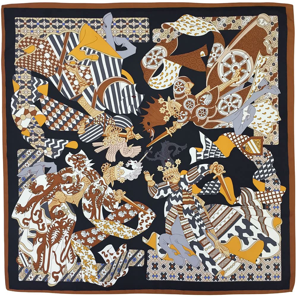 35" Square Mulberry Silk Imitation Head Scarf for Women Satin Large Hair Scarves Neck Scarf