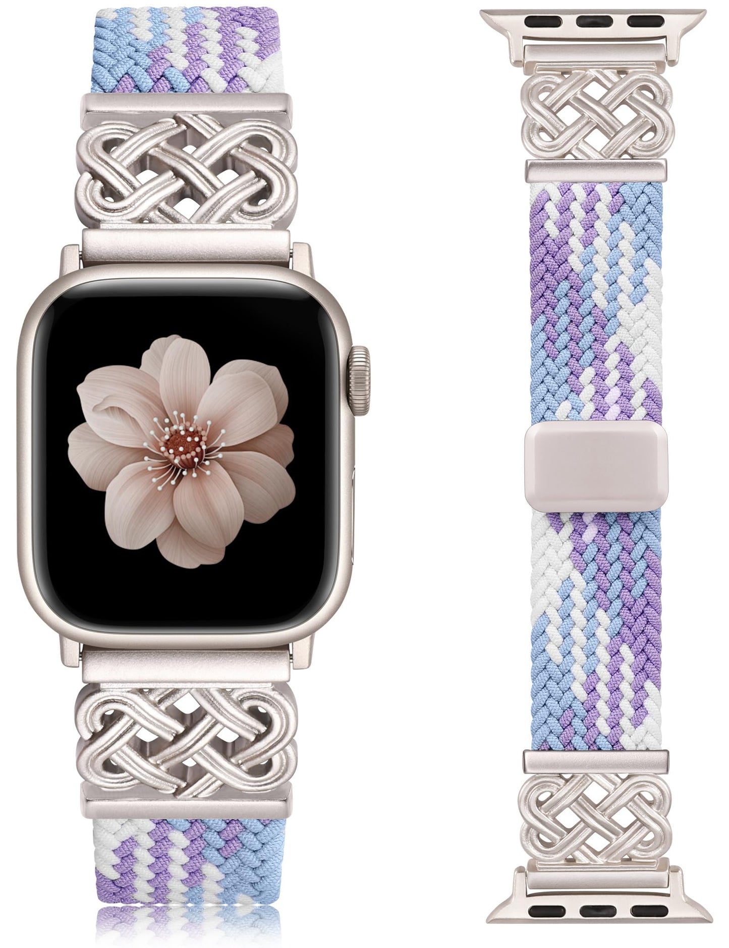 Braided Magnetic Band Compatible with Apple Watch Bands 38/40/41/42/44/45/46/49mm Dressy Celtic Metal Stretchy Elastic Strap for Watch Series 11 10 9 8 7 6 5 4 SE/Ultra 3 2 1