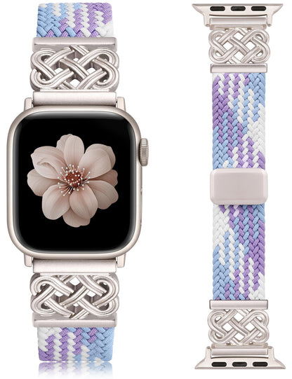 Braided Magnetic Band Compatible with Apple Watch Bands 38/40/41/42/44/45/46/49mm Dressy Celtic Metal Stretchy Elastic Strap for Watch Series 11 10 9 8 7 6 5 4 SE/Ultra 3 2 1