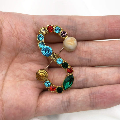 Initial Brooch A to Z 26 English Letters Plated Metal Stone Clear Colorful Crystal Lapel Pin Brooches Collar