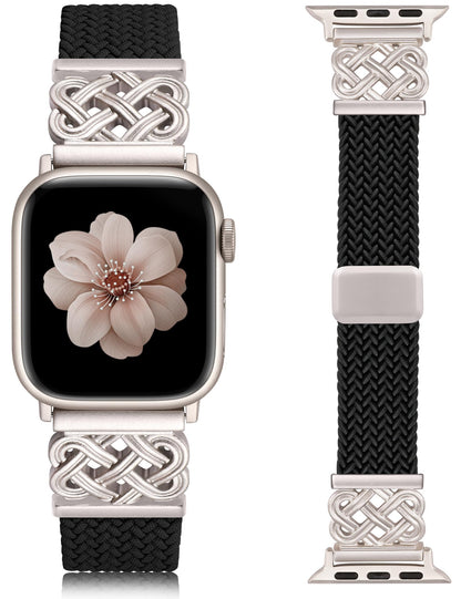 Braided Magnetic Band Compatible with Apple Watch Bands 38/40/41/42/44/45/46/49mm Dressy Celtic Metal Stretchy Elastic Strap for Watch Series 11 10 9 8 7 6 5 4 SE/Ultra 3 2 1