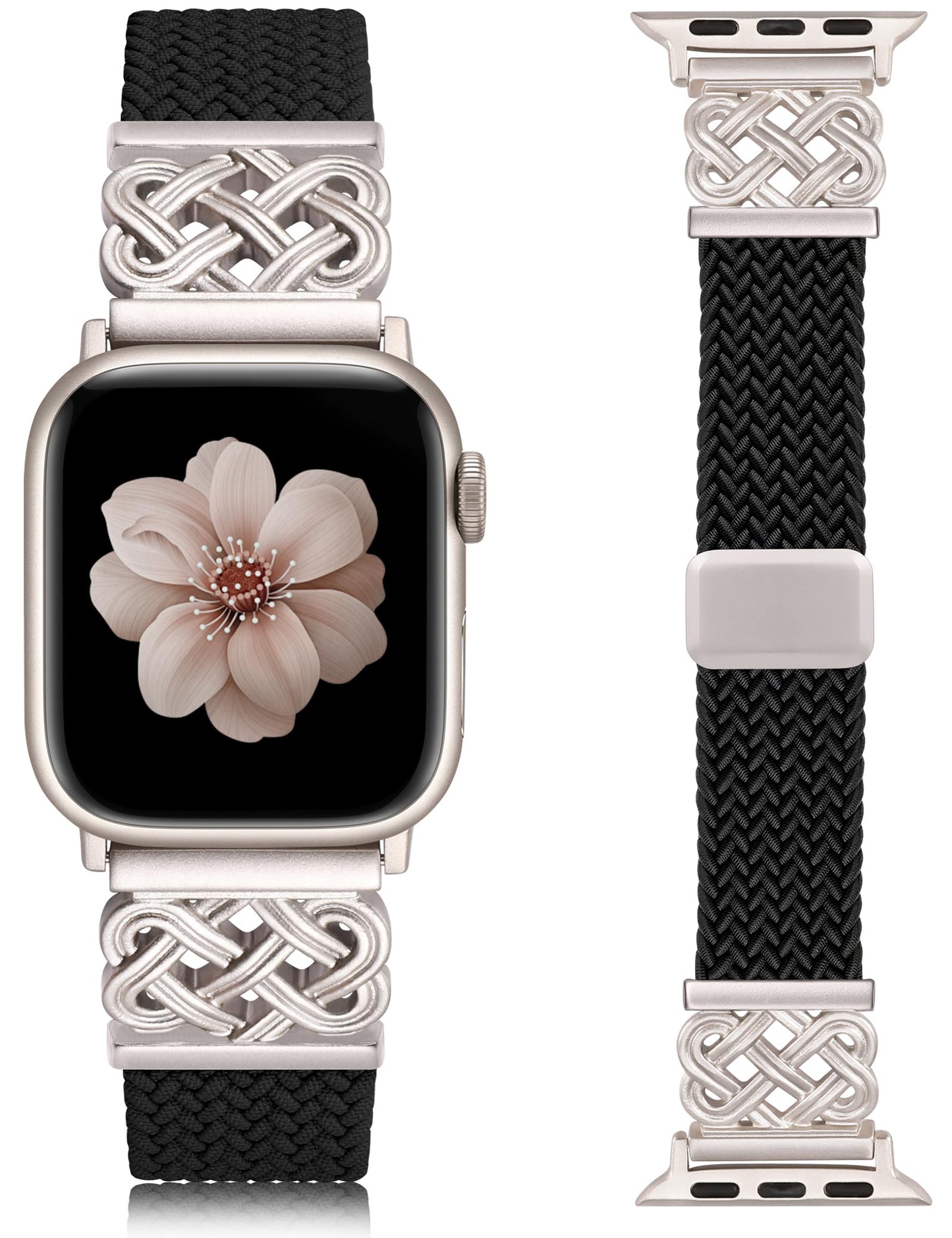 Braided Magnetic Band Compatible with Apple Watch Bands 38/40/41/42/44/45/46/49mm Dressy Celtic Metal Stretchy Elastic Strap for Watch Series 11 10 9 8 7 6 5 4 SE/Ultra 3 2 1