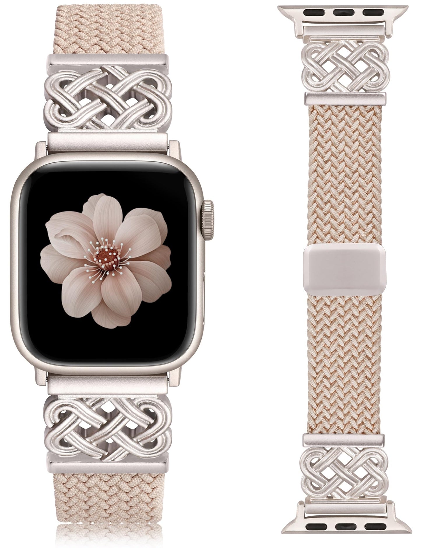 Braided Magnetic Band Compatible with Apple Watch Bands 38/40/41/42/44/45/46/49mm Dressy Celtic Metal Stretchy Elastic Strap for Watch Series 11 10 9 8 7 6 5 4 SE/Ultra 3 2 1
