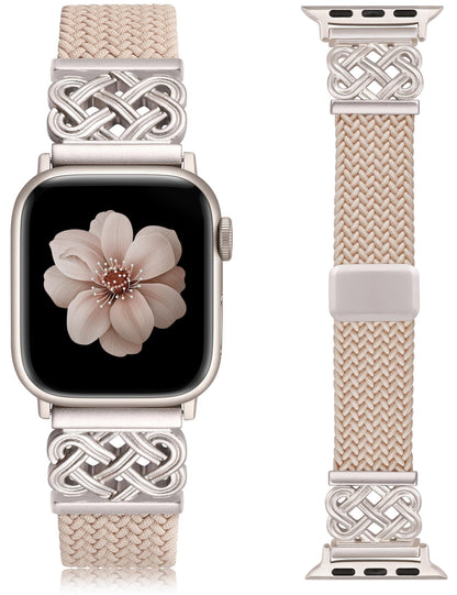 Braided Magnetic Band Compatible with Apple Watch Bands 38/40/41/42/44/45/46/49mm Dressy Celtic Metal Stretchy Elastic Strap for Watch Series 11 10 9 8 7 6 5 4 SE/Ultra 3 2 1