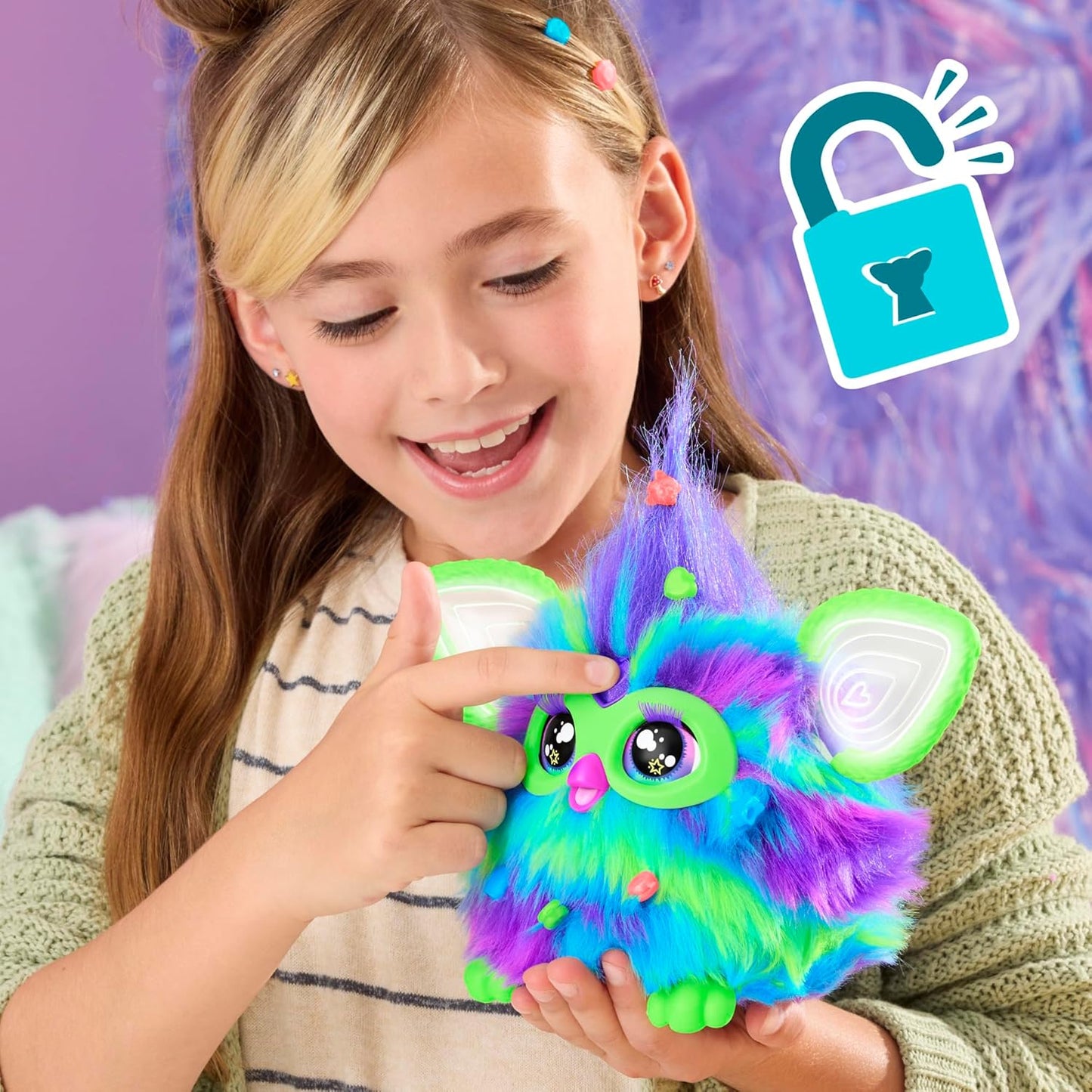 Furby Galaxy Edition, Glow in The Dark, 15 Fashion Accessories, Interactive Plush Toys for 6 Year Old Girls & Boys & Up, Voice Activated Animatronic (Amazon Exclusive)
