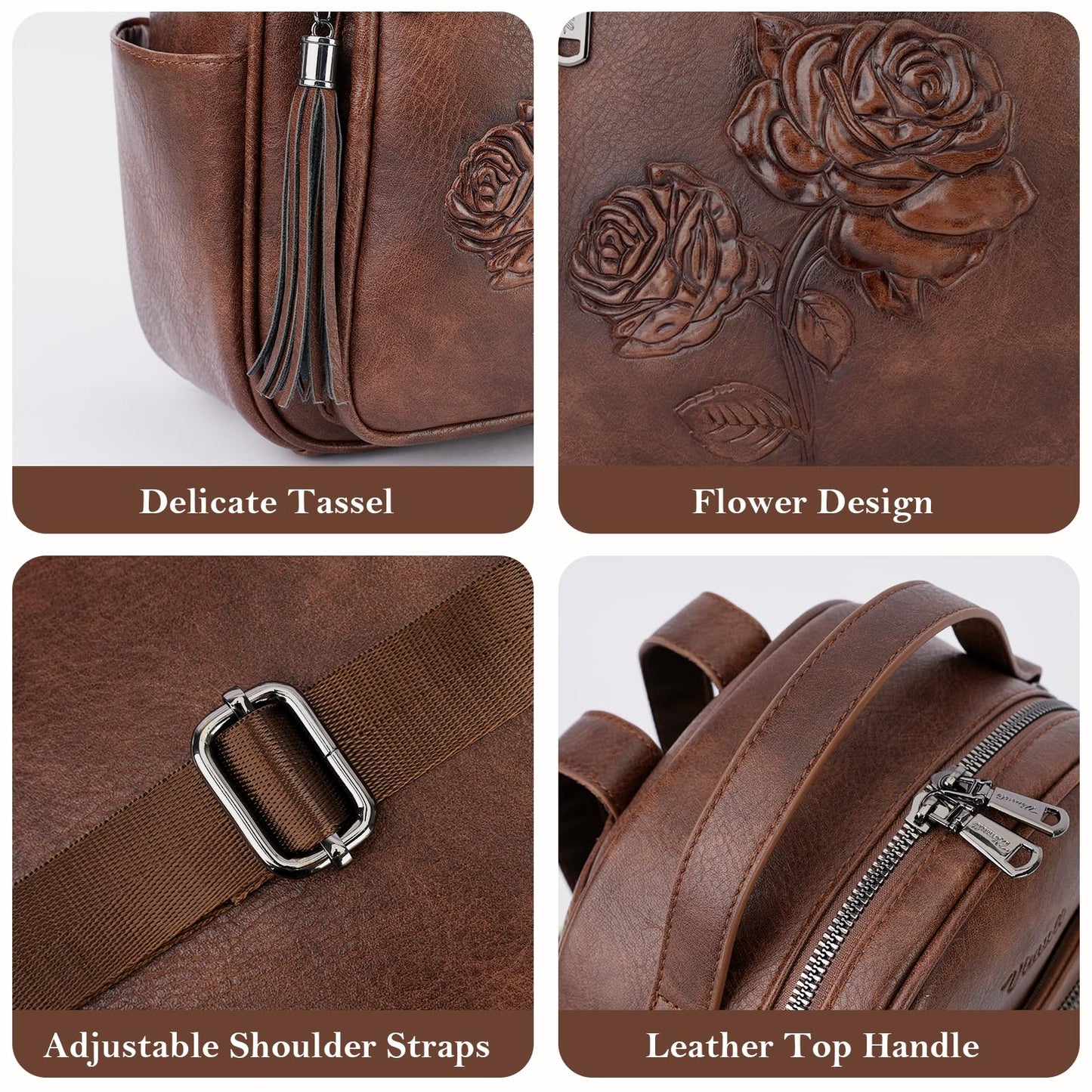 Mini Mochila Bolso para Mujeres, Mochila Pequeña de Cuero Vegano Repujado, Mochilas de Moda, Mochilas de Día, Bolso de Hombro, Pequeño, Moderno