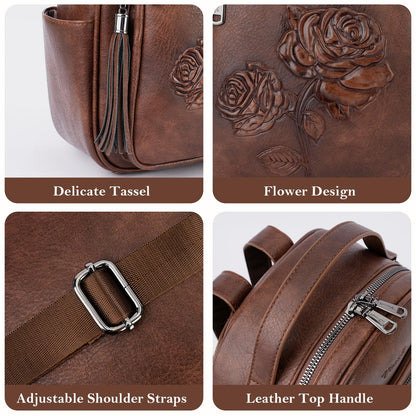 Mini Mochila Bolso para Mujeres, Mochila Pequeña de Cuero Vegano Repujado, Mochilas de Moda, Mochilas de Día, Bolso de Hombro, Pequeño, Moderno