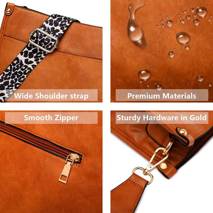Crossbody Purse with Guitar Strap Zipped Pockets Handbag Shoulder Bag Vegan Leather Crossbody Bags for Women
