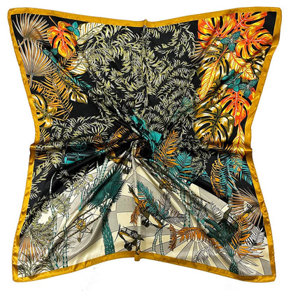 35" Square Mulberry Silk Imitation Head Scarf for Women Satin Large Hair Scarves Neck Scarf