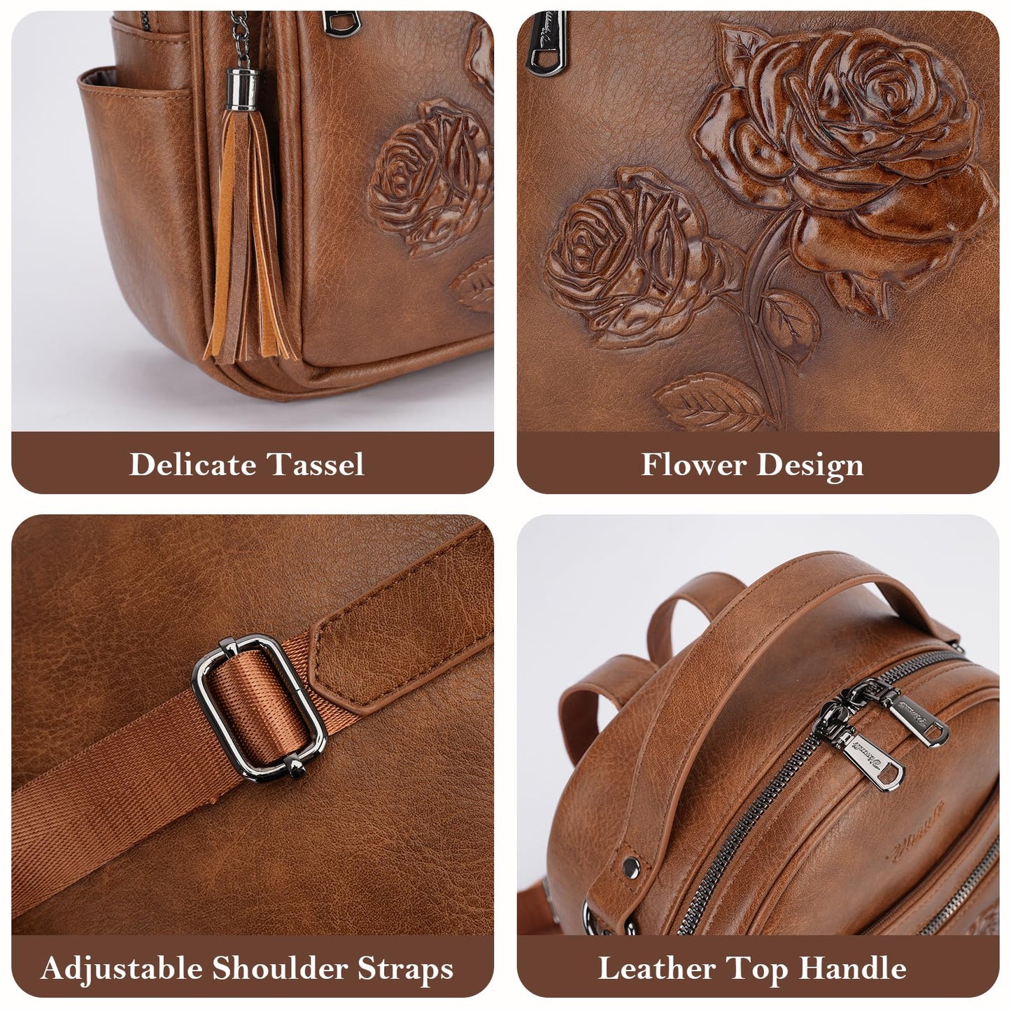 Mini Mochila Bolso para Mujeres, Mochila Pequeña de Cuero Vegano Repujado, Mochilas de Moda, Mochilas de Día, Bolso de Hombro, Pequeño, Moderno