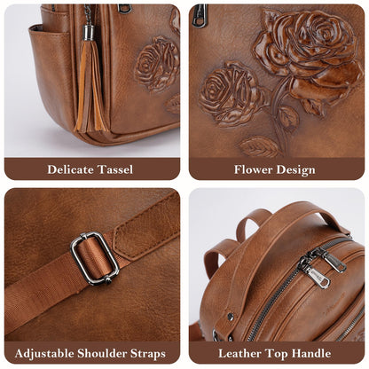 Mini Mochila Bolso para Mujeres, Mochila Pequeña de Cuero Vegano Repujado, Mochilas de Moda, Mochilas de Día, Bolso de Hombro, Pequeño, Moderno