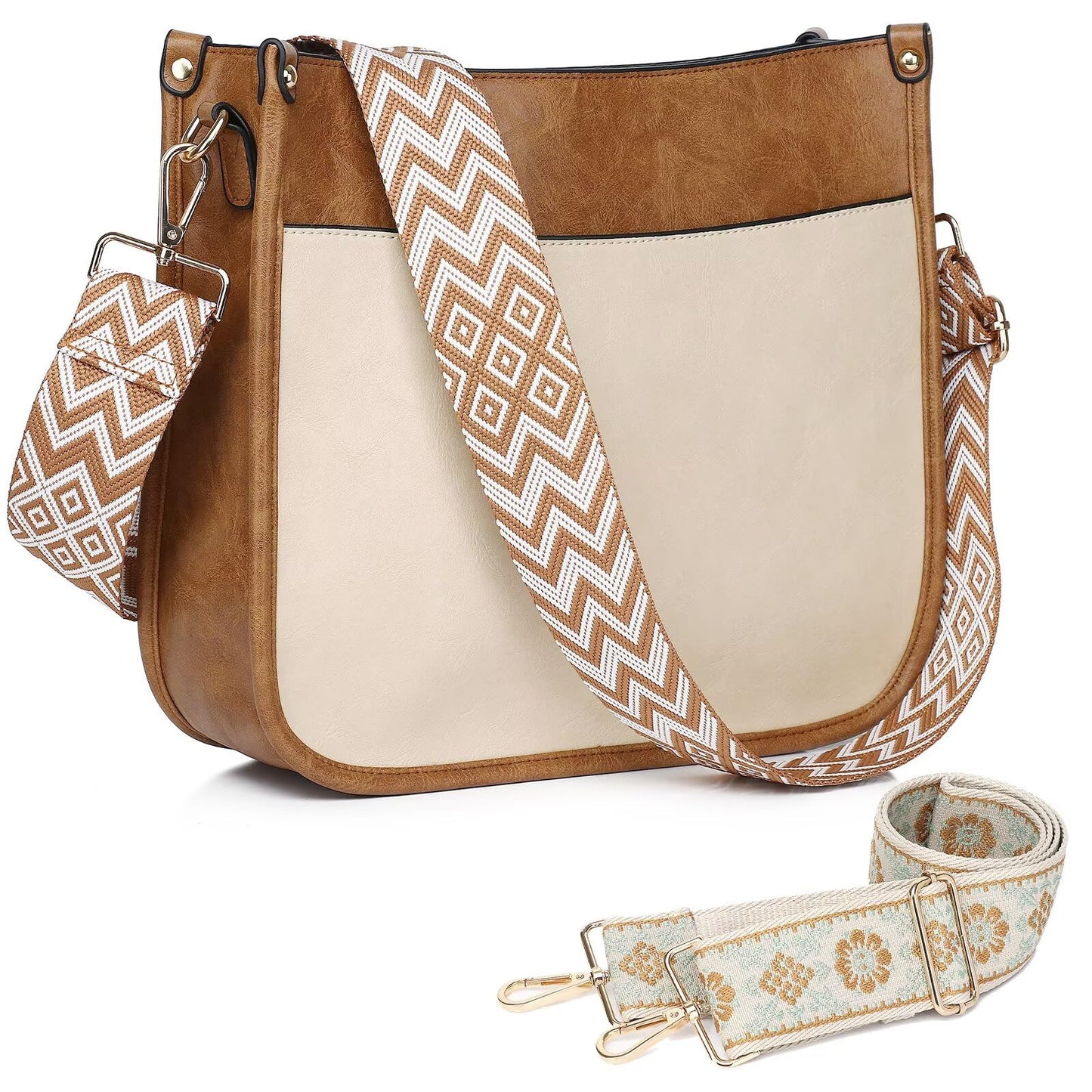 Crossbody Purse with Guitar Strap Zipped Pockets Handbag Shoulder Bag Vegan Leather Crossbody Bags for Women
