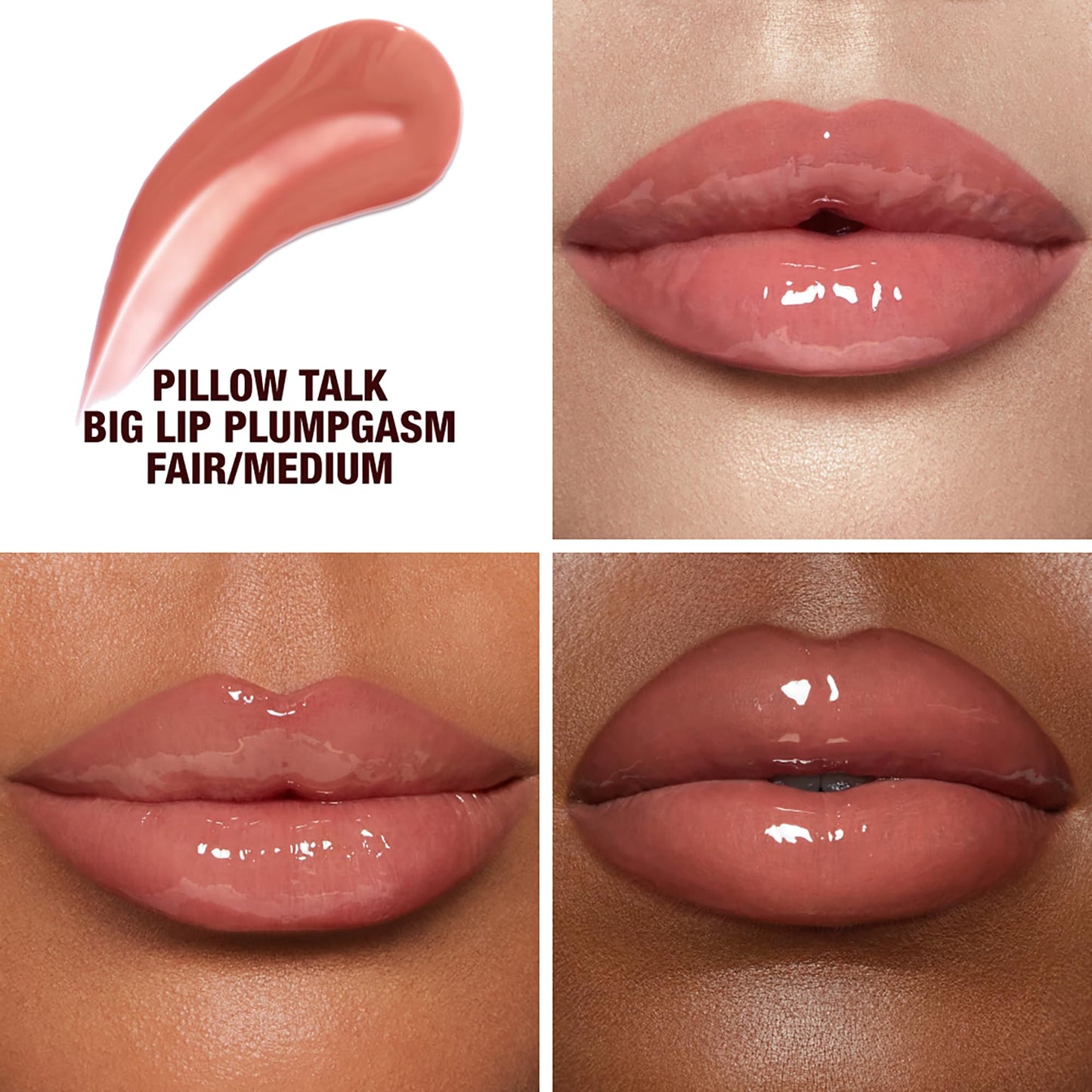 Charlotte Tilbury Pillow Talk Plumpgasm Lip Gloss - Hydrating Lip Plumper with Hyaluronic Acid & Plumpgasm Heat + Ice Technology for Juicy, Glossy Fullness