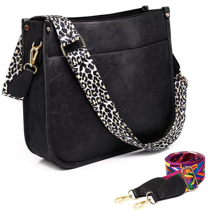 Crossbody Purse with Guitar Strap Zipped Pockets Handbag Shoulder Bag Vegan Leather Crossbody Bags for Women