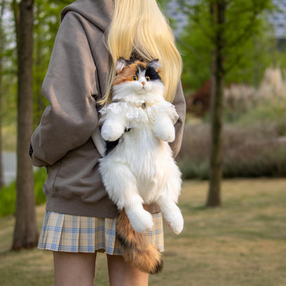 Chongker Cat Shaped Backpack - Handcrafted Stuffed Animals Plush Bag with Adjustable Shoulder, Crossbody, and Handbag Straps (MaineCoon Cat)