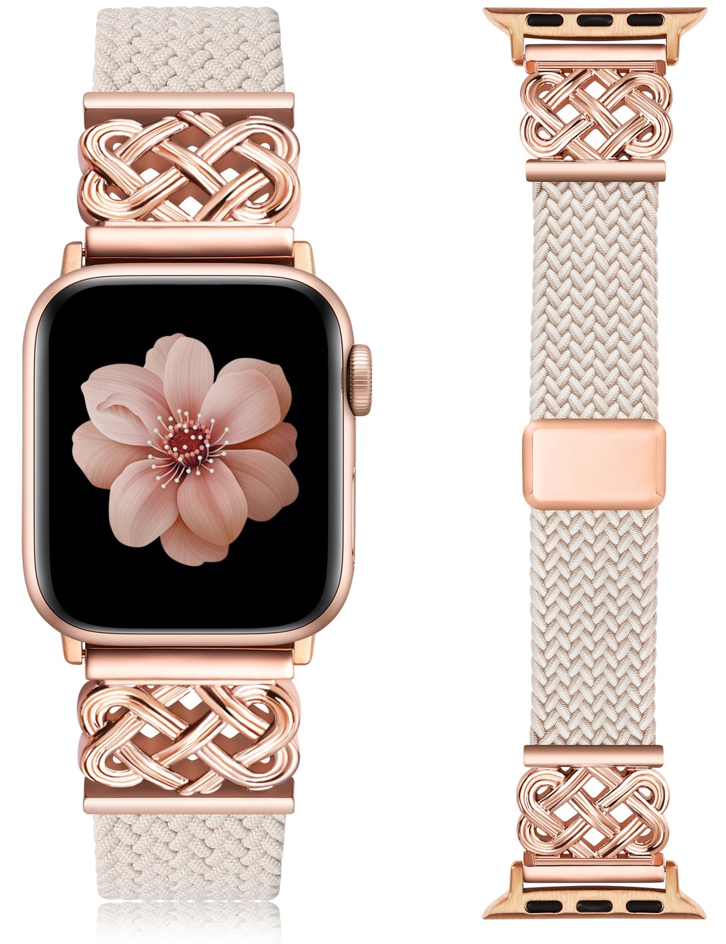 Braided Magnetic Band Compatible with Apple Watch Bands 38/40/41/42/44/45/46/49mm Dressy Celtic Metal Stretchy Elastic Strap for Watch Series 11 10 9 8 7 6 5 4 SE/Ultra 3 2 1