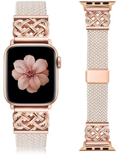 Braided Magnetic Band Compatible with Apple Watch Bands 38/40/41/42/44/45/46/49mm Dressy Celtic Metal Stretchy Elastic Strap for Watch Series 11 10 9 8 7 6 5 4 SE/Ultra 3 2 1