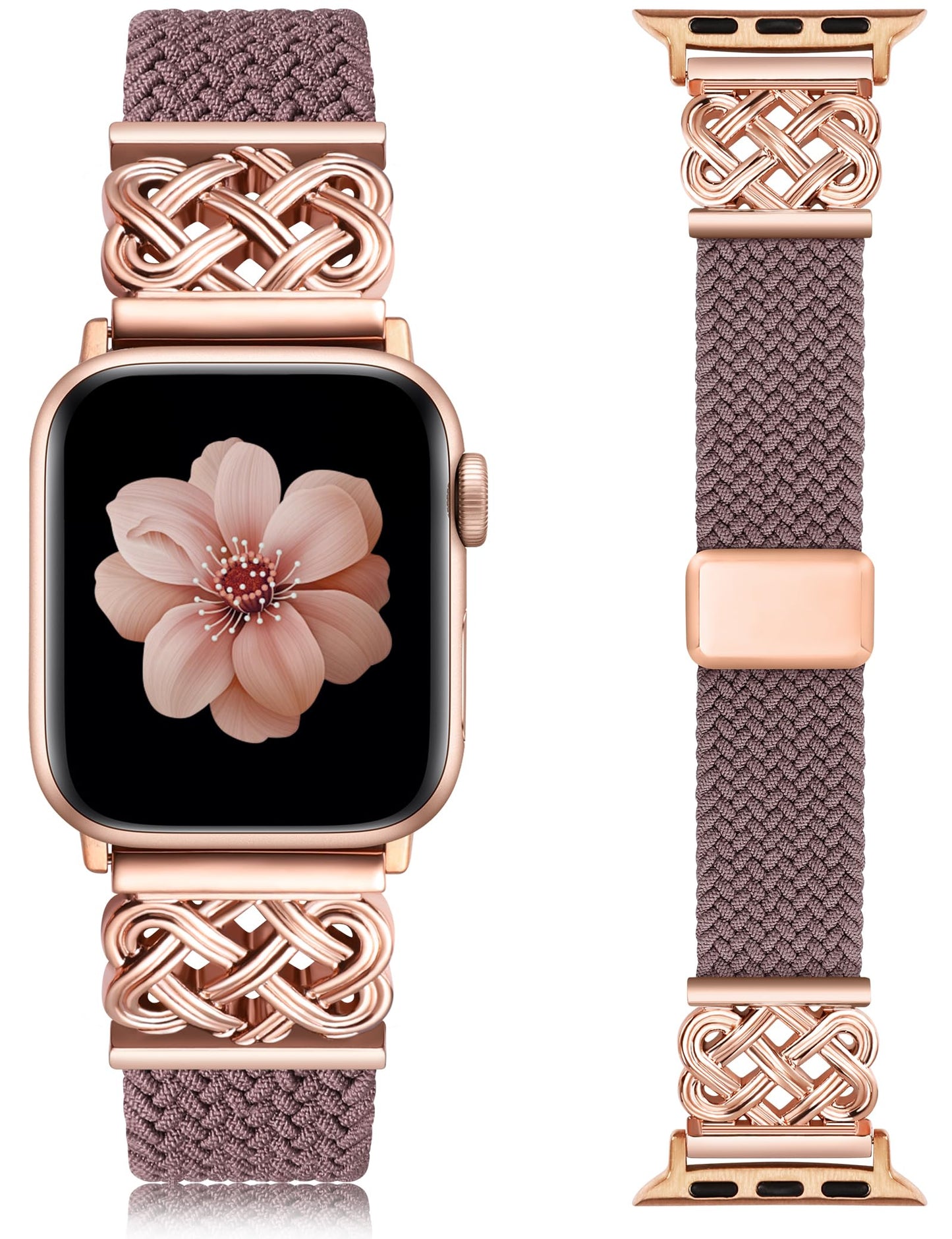 Braided Magnetic Band Compatible with Apple Watch Bands 38/40/41/42/44/45/46/49mm Dressy Celtic Metal Stretchy Elastic Strap for Watch Series 11 10 9 8 7 6 5 4 SE/Ultra 3 2 1
