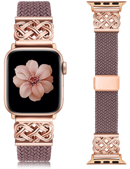 Braided Magnetic Band Compatible with Apple Watch Bands 38/40/41/42/44/45/46/49mm Dressy Celtic Metal Stretchy Elastic Strap for Watch Series 11 10 9 8 7 6 5 4 SE/Ultra 3 2 1