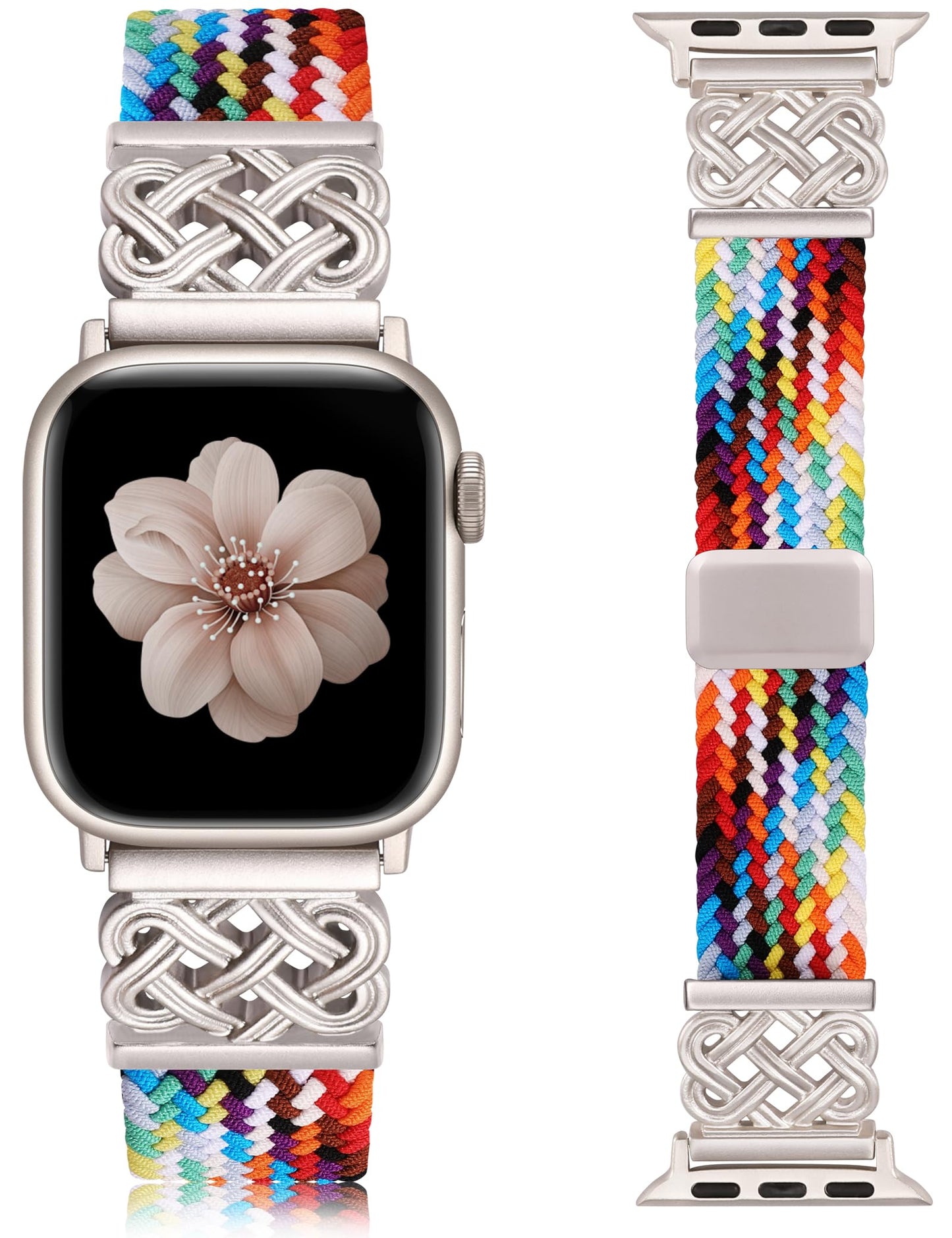 Braided Magnetic Band Compatible with Apple Watch Bands 38/40/41/42/44/45/46/49mm Dressy Celtic Metal Stretchy Elastic Strap for Watch Series 11 10 9 8 7 6 5 4 SE/Ultra 3 2 1